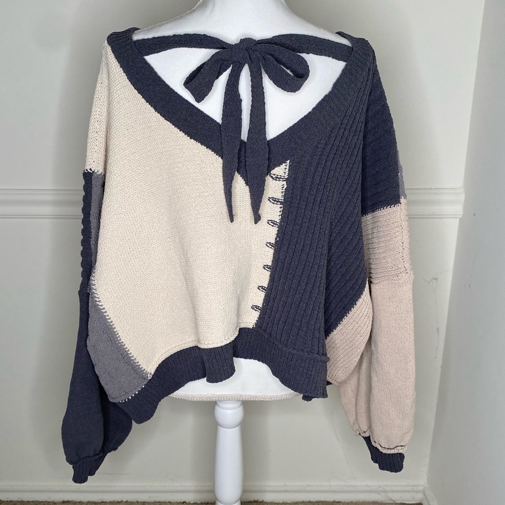 Pol Patchwork Tie-Back Swing Sweater - image 2